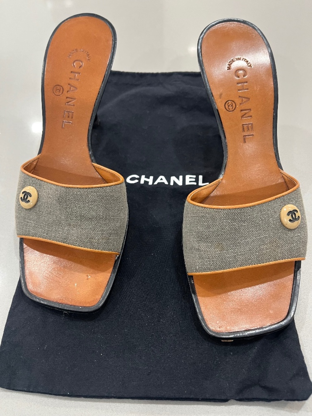 Chanel Gray Heels. Size 37. Made in Italy.